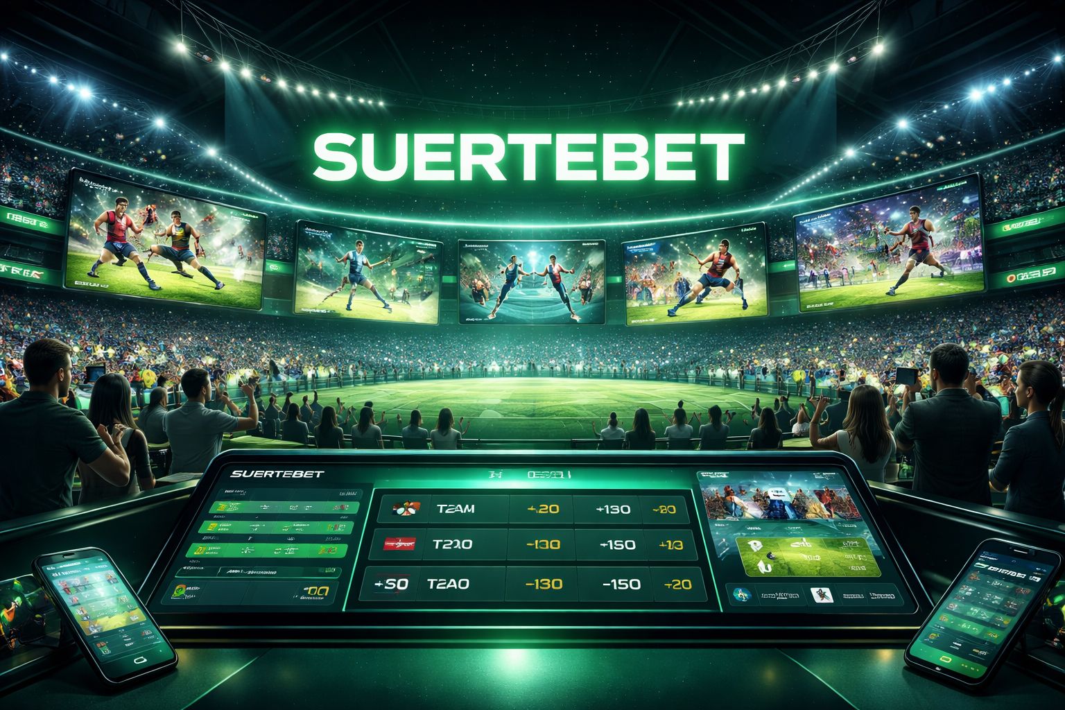 Panel de apuestas deportivas SUERTEBET con mercados de partidos
